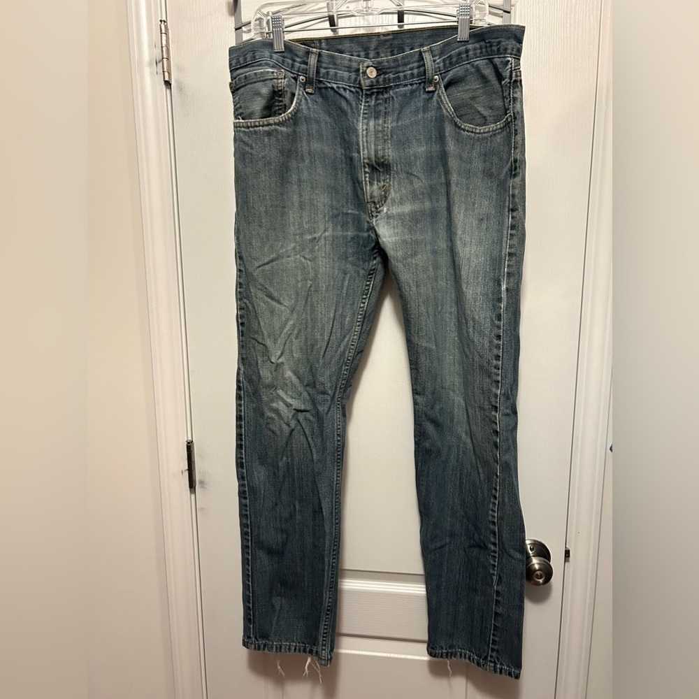 Levis 505 Mens Jeans Size 36 Mid Rise Regular Fit Straight Leg Denim Inseam 32"